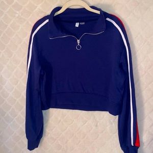 H&M Cropped Half Zip Hoodie